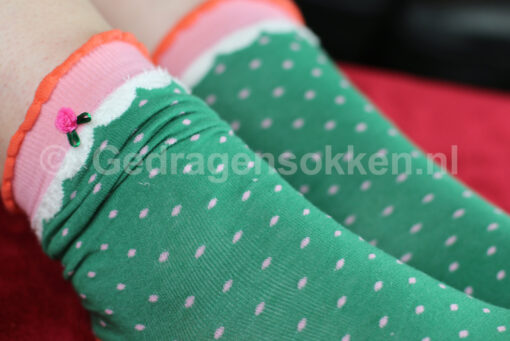 Groene Sokken met roosje - Afbeelding 2