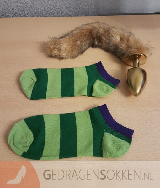 Groene gestreepte enkelsokjes