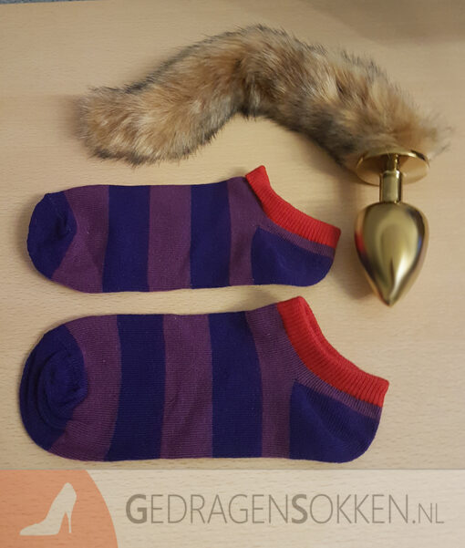 Paarse gestreepte enkelsokjes