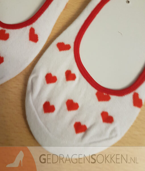 Witte kousenvoetjes met hartjes - Afbeelding 2