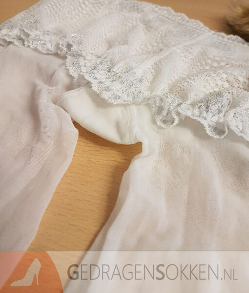 Witte luxe panty met kanten broekje - Afbeelding 2