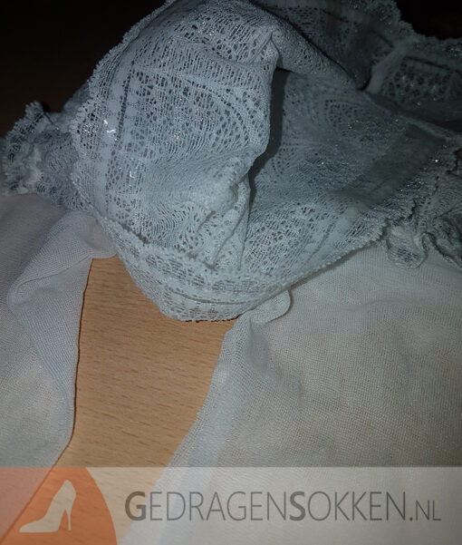 Witte luxe panty met kanten broekje - Afbeelding 3