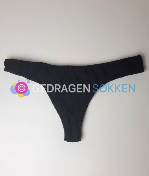 Gedragen string - zwart katoen