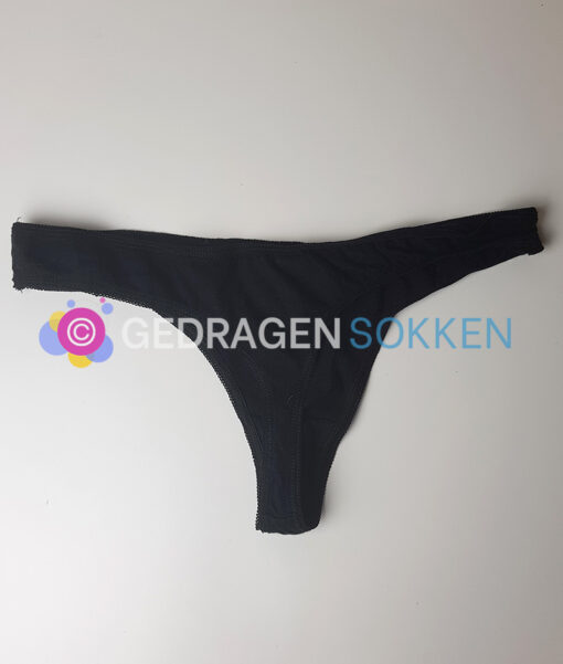 Gedragen string - zwart katoen - Afbeelding 2