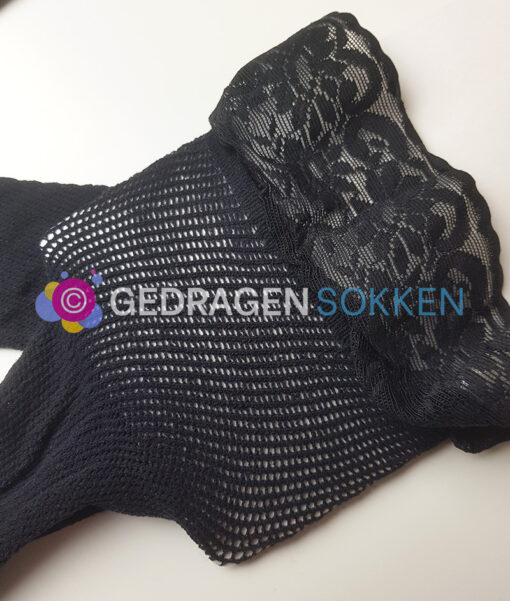 Gedragen zwarte Hold-Up netkousen - Afbeelding 3
