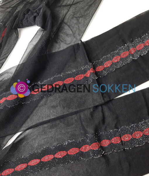 Gedragen panty met brede rode naad - Afbeelding 2