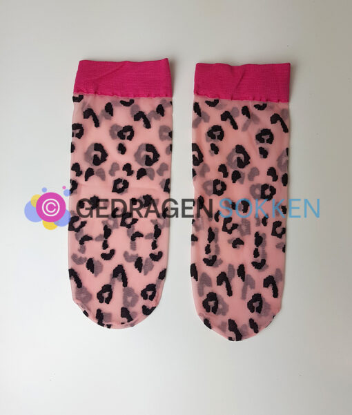 Roze panterprint pantysokjes