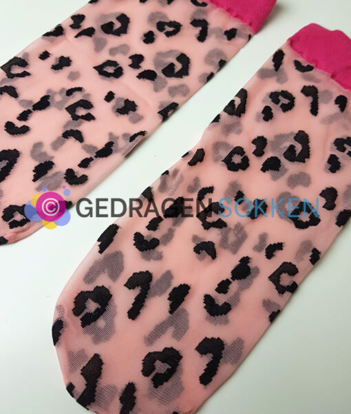 Roze panterprint pantysokjes - Afbeelding 2