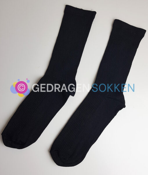 Zwarte viscose sokken met ribbeltjes